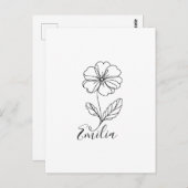 二月の誕生花、パーソナライズされた名前のプリムローズ ポストカード (正面/裏面)