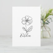 二月の誕生花、パーソナライズされた名前のプリムローズ 招待状 (スタンド正面)