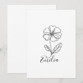 二月の誕生花、パーソナライズされた名前のプリムローズ 招待状 (正面/裏面)