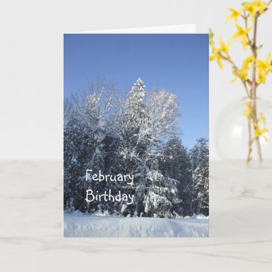 二月誕生日雪 カード (黄色い花)