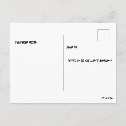 二機の飛行機がハッピーバースデーのバナーの上を飛ぶ ポストカード (裏面)