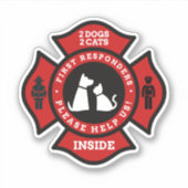 二犬二猫ペット警戒扉用シール シール (正面)