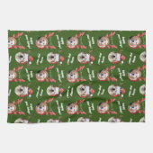 二犬写真サンタトナカイのアントラーハットクリスマス キッチンタオル (横)