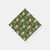 二犬写真サンタトナカイのアントラーハットクリスマス スタンダードカクテルナプキン (角)