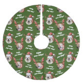 二犬写真サンタトナカイのアントラーハットクリスマス ブラッシュドポリエステルツリースカート (正面)