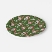 二犬写真サンタトナカイのアントラーハットクリスマス ペーパープレート (アングル)