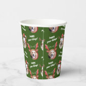 二犬写真サンタトナカイのアントラーハットクリスマス 紙コップ (右)
