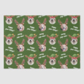 二犬写真トナカイのメリークリスマスグリーン 薄葉紙 (正面)