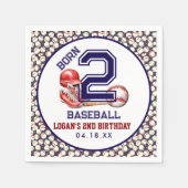 二生まれ野球 | スポーツテーマ少年の2歳の誕生日 スタンダードカクテルナプキン (正面)
