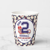 二生まれ野球 | スポーツテーマ少年の2歳の誕生日 紙コップ (正面)