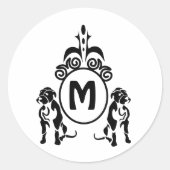 二番犬モノグラム ラウンドシール (正面)