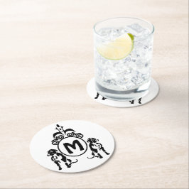 二番犬モノグラム ラウンドペーパーコースター