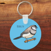 二筋フィンチバードカートゥーンイラストレーション キーホルダー (正面)