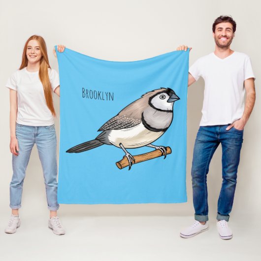 二筋フィンチバードカートゥーンイラストレーション フリースブランケット (インサイチュ)