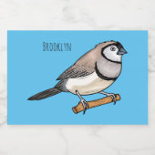 二筋フィンチバードカートゥーンイラストレーション フードラベル (シングルラベル)