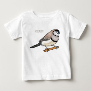 二筋フィンチバードカートゥーンイラストレーション ベビーTシャツ