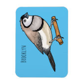 二筋フィンチバードカートゥーンイラストレーション マグネット (縦)