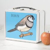 二筋フィンチバードカートゥーンイラストレーション メタルランチボックス (インサイチュ)