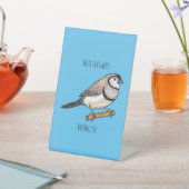 二筋フィンチバードカートゥーンイラストレーション 台座サイン (インサイチュ)