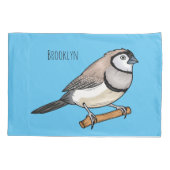 二筋フィンチバードカートゥーンイラストレーション 枕カバー (裏面)