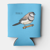 二筋フィンチバードカートゥーンイラストレーション 缶クーラー (正面)