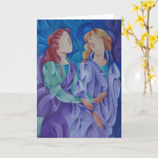 二絵画人の娘の- カード (黄色い花)