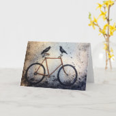 二羽のカラスがヴィンテージのノテ空白のク カード (黄色い花)