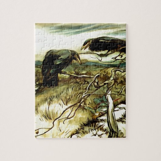 二羽のカラスやトワはマネを作る ジグソーパズル (縦)