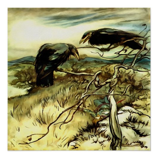 二羽のカラスやトワはマネを作る ポスター (正面)