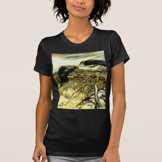 二羽のカラスやトワはマネを作る Tシャツ (正面)