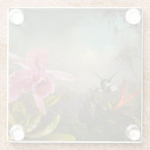 二羽のハミングバードのヒードを持つラン ガラスコースター (裏面)