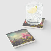 二羽のハミングバードのヒードを持つラン ストーンコースター (横)