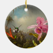 二羽のハミングバードのヒードを持つラン セラミックオーナメント (裏面)