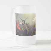 二羽のハミングバードのヒードを持つラン フロストグラスビールジョッキ (正面左)