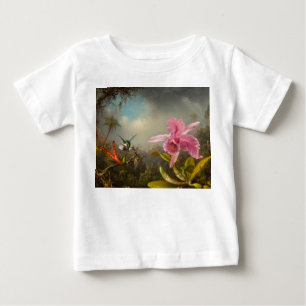 二羽のハミングバードのヒードを持つラン ベビーTシャツ