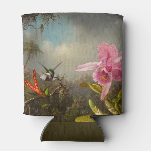 二羽のハミングバードのヒードを持つラン 缶クーラー (裏面)