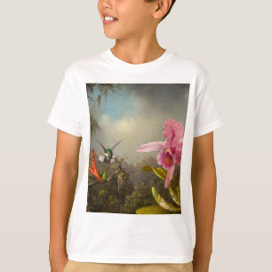 二羽のハミングバードのヒードを持つラン Tシャツ