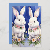 二羽のバニーウサギと花 シーズンカード (正面/裏面)