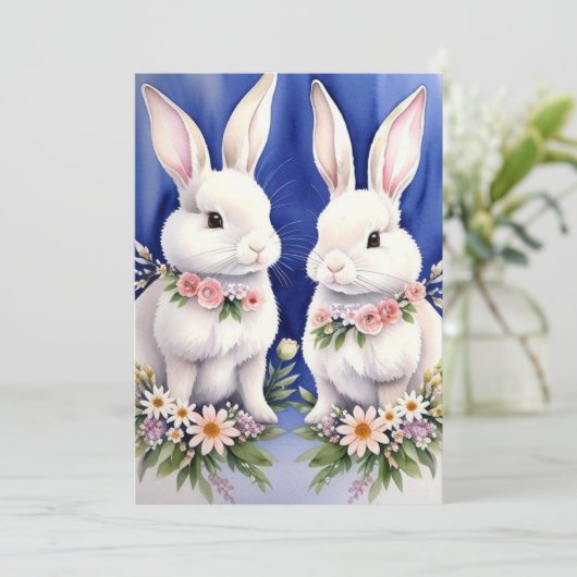 二羽のバニーウサギと花 シーズンカード (スタンド正面)