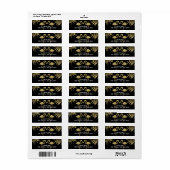 二羽のフラミンゴがブラック＆ゴールドのウェディングラベルを愛する ラベル (フルシート)