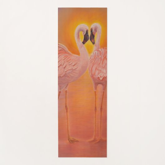 二羽のフラミンゴが恋をしている ヨガマット (正面)
