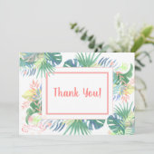 二羽のフラミンゴとトロピカルフラワーの素敵なおとぎ話 サンキューカード (スタンド正面)