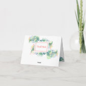 二羽のフラミンゴとトロピカルフラワーの素敵なおとぎ話 サンキューカード (裏面)