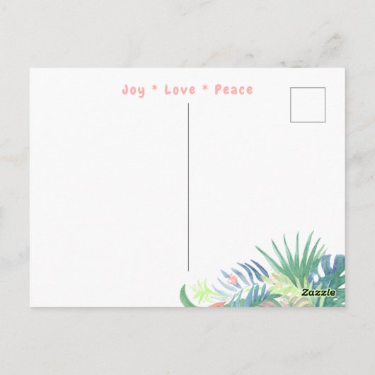 二羽のフラミンゴのための素敵なおとぎ話　トロピカル・フラワー ポストカード (裏面)