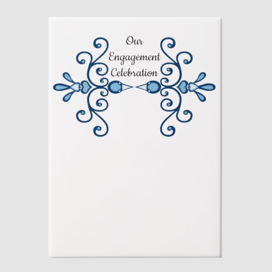 二羽のラブバードのエンゲージメントパーティー ベラム紙招待状 (正面)