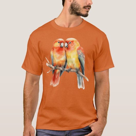 二羽の恋する鳥のギフト Tシャツ (正面)