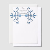 二羽の愛の鳥の婚約パーティー ベラム紙招待状 (オフセット)