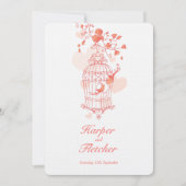 二羽の愛鳥が鳥籠の結婚珊瑚を開く 招待状 (正面)