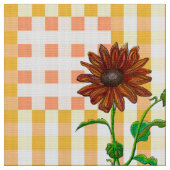 二羽の格子状のひまわり ファブリック (クローズアップ)