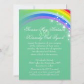 二羽の白い鳩が虹の結婚式のグリーンカラーをお招きします 招待状 (裏面)